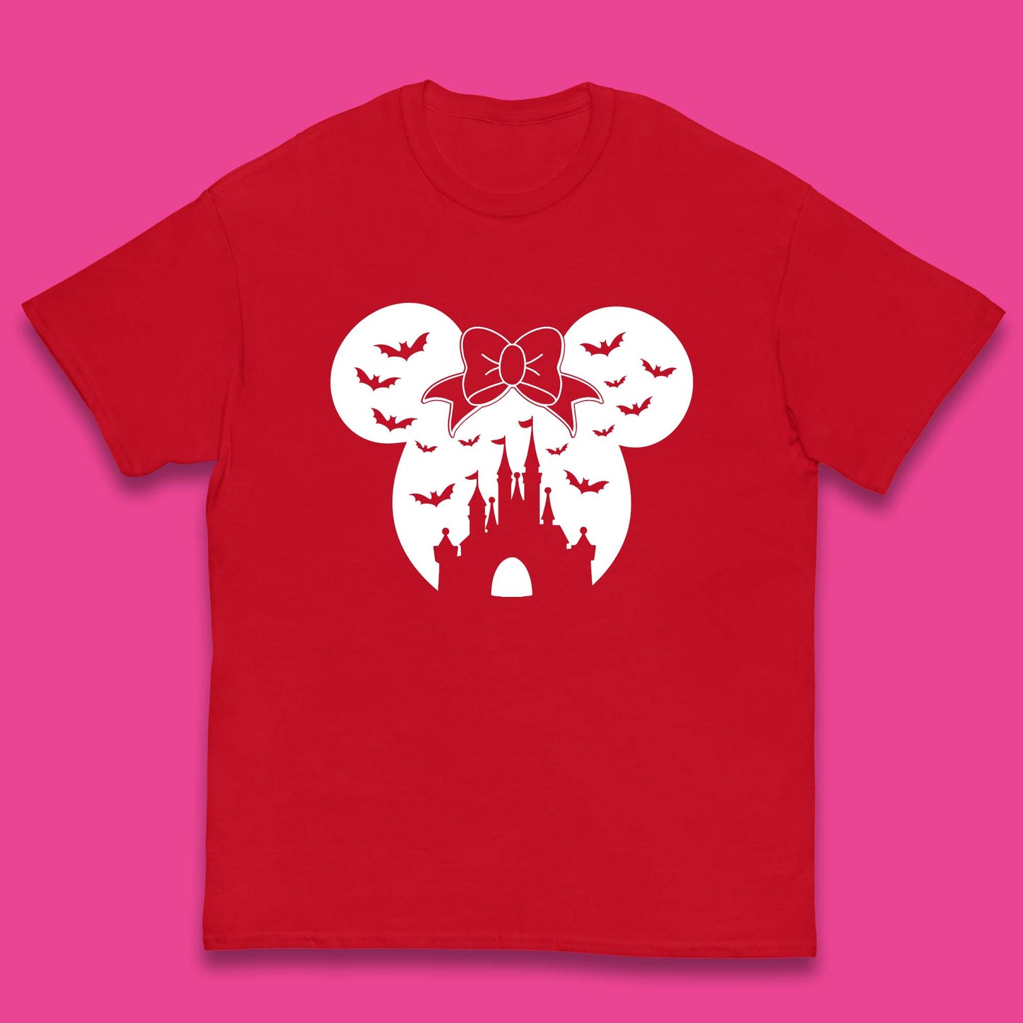 Disney Halloween Mickey Mouse Minnie Mouse Disney Castle Halloween Flying Bats Kids T Shirt