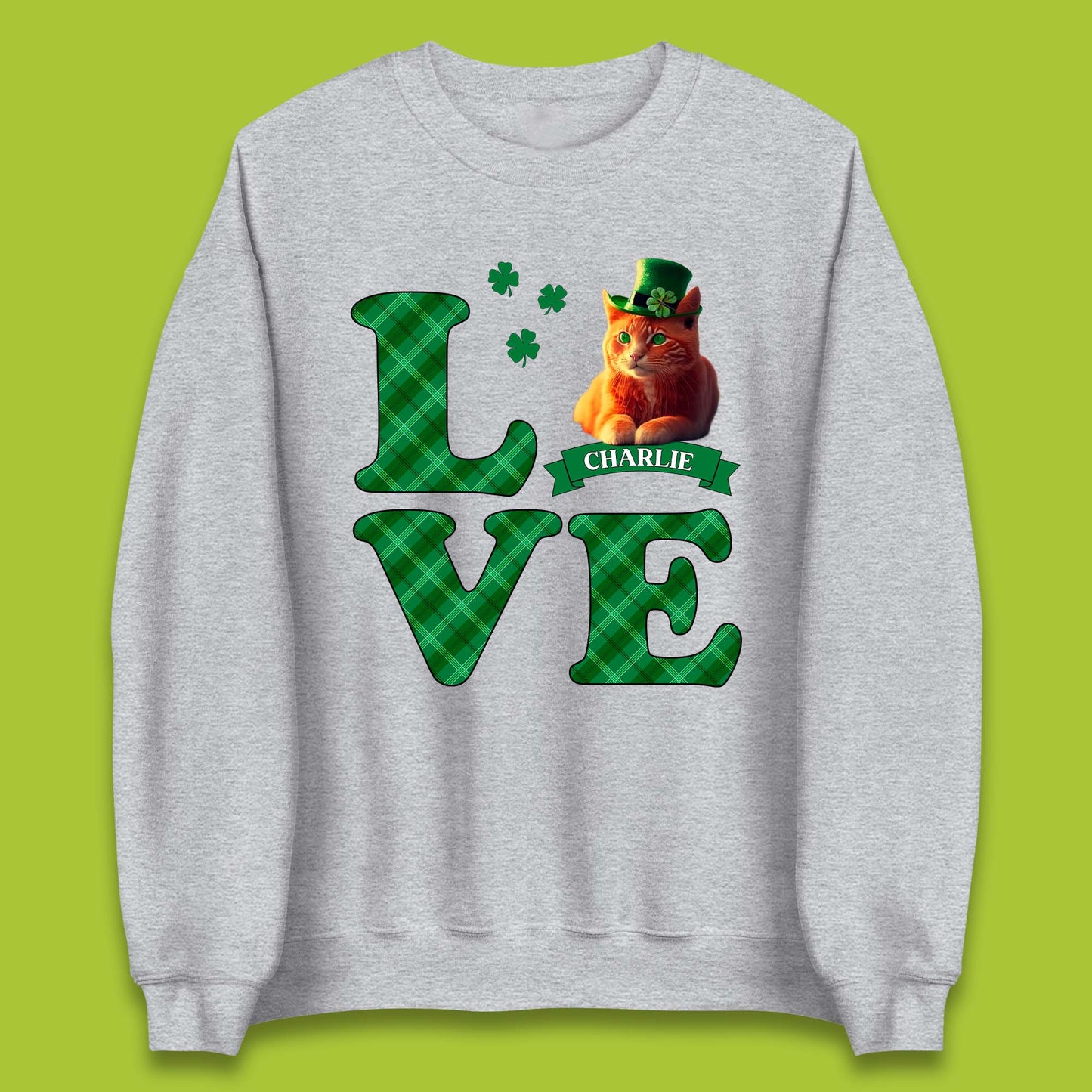 Personalised Love St. Patrick's Cat Unisex Sweatshirt