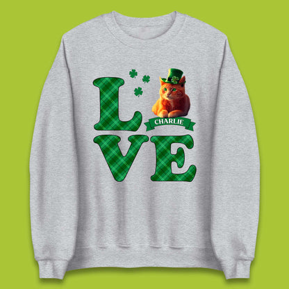 Personalised Love St. Patrick's Cat Unisex Sweatshirt
