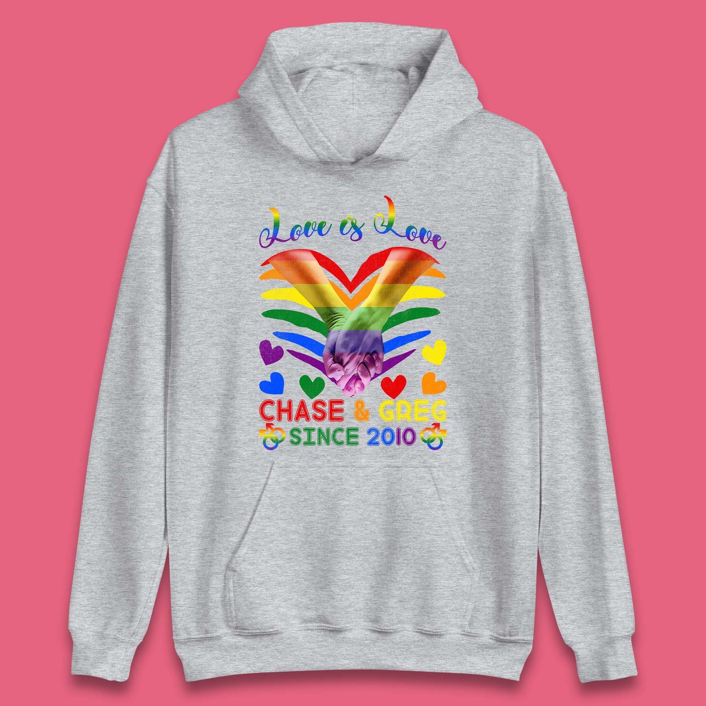 Personalised Lgbt Love Is Love Unisex Hoodie