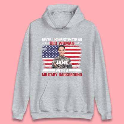 Personalised Never Underestimate An Old Woman Unisex Hoodie