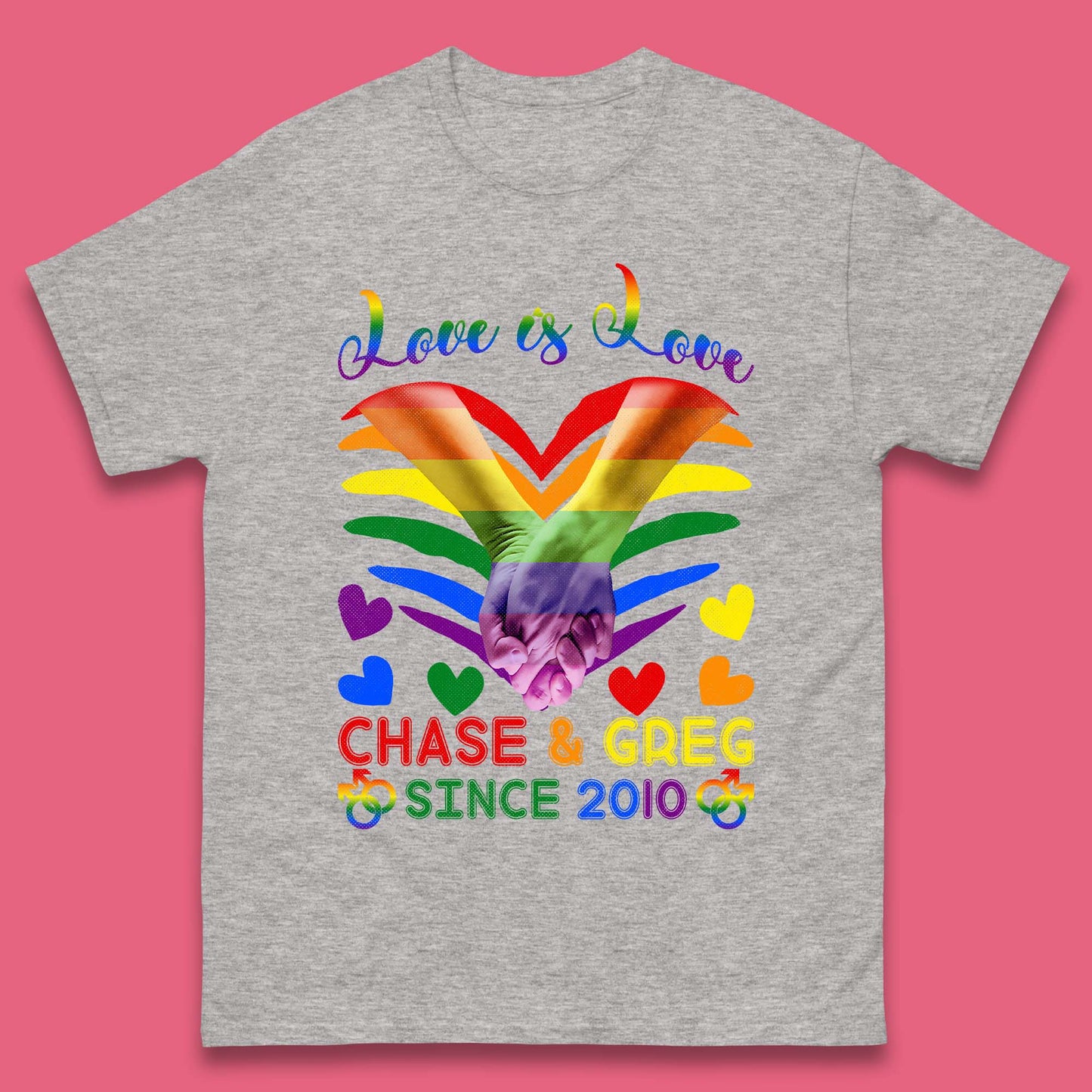 Personalised Lgbt Love Is Love Mens T-Shirt