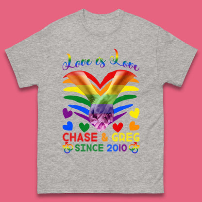 Personalised Lgbt Love Is Love Mens T-Shirt