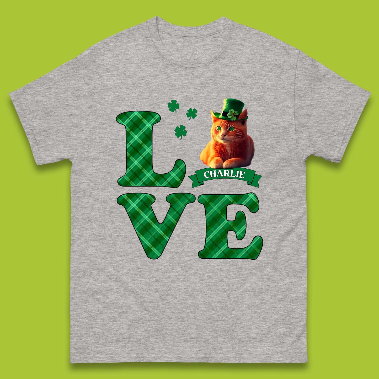 Personalised Love St. Patrick's Cat Mens T-Shirt
