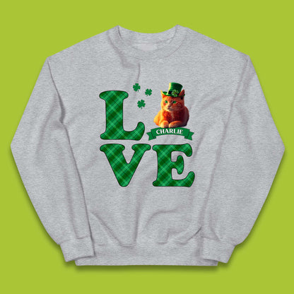 Personalised Love St. Patrick's Cat Kids Jumper