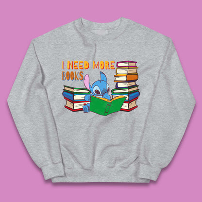 Stitch Reading A Book Kids Jumper
