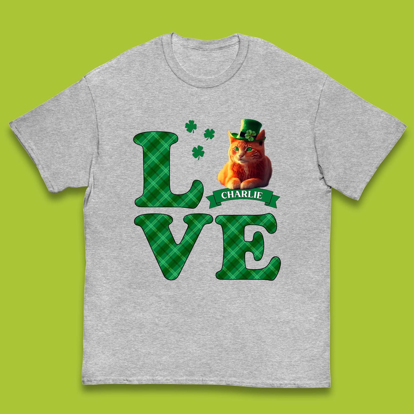 Personalised Love St. Patrick's Cat Kids T-Shirt