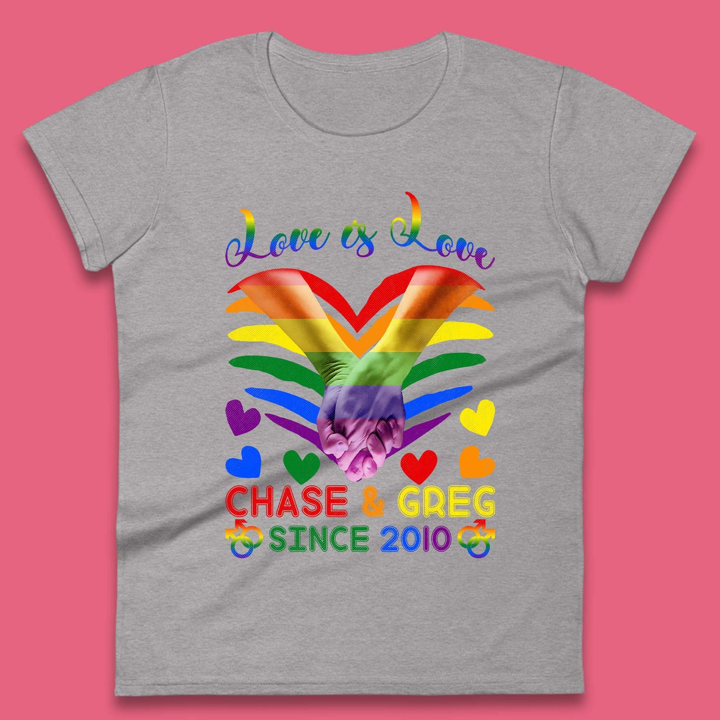 Personalised Lgbt Love Is Love Womens T-Shirt