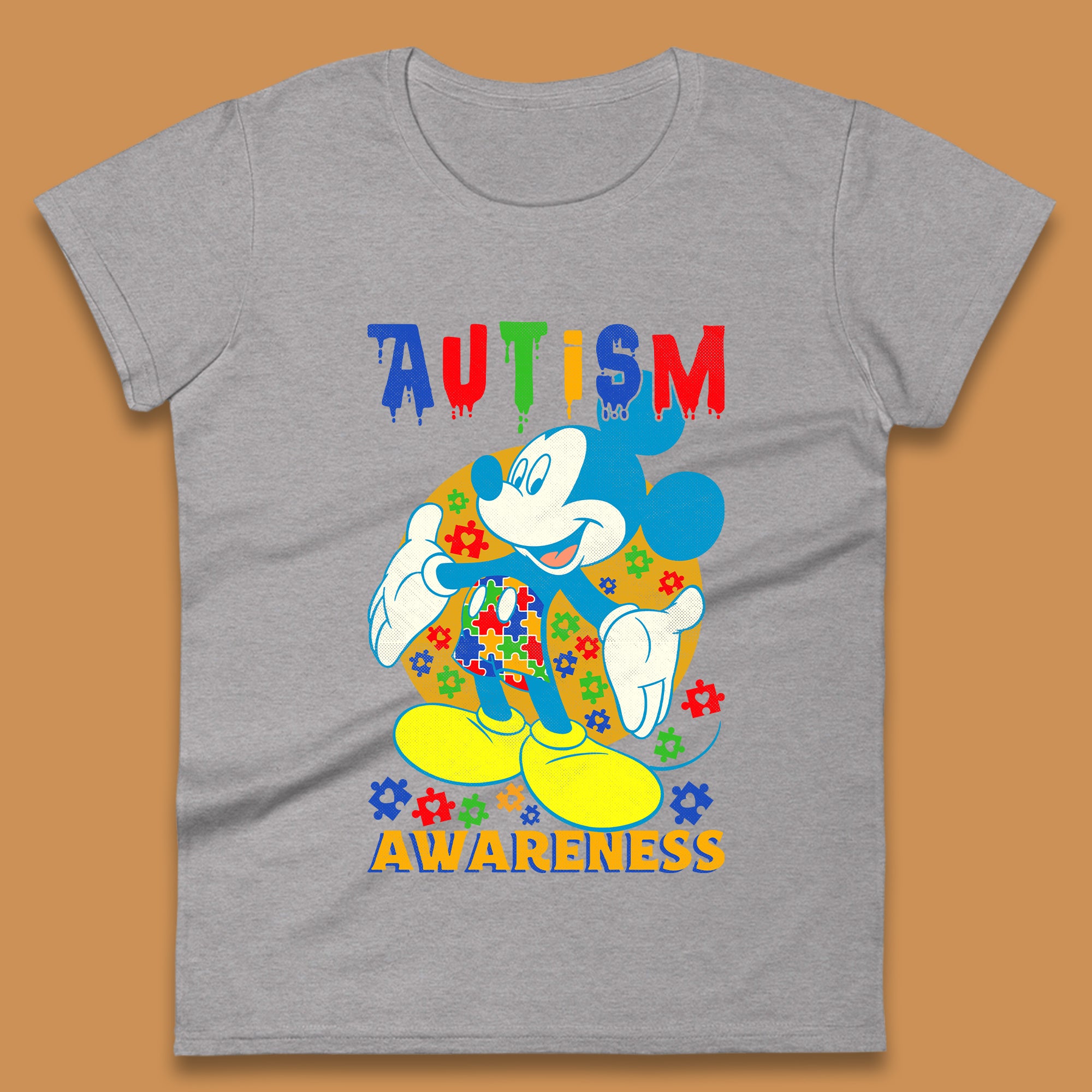 Autism Awareness Mickey Mouse Womens T-Shirt
