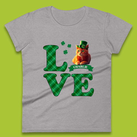 Personalised Love St. Patrick's Cat Womens T-Shirt