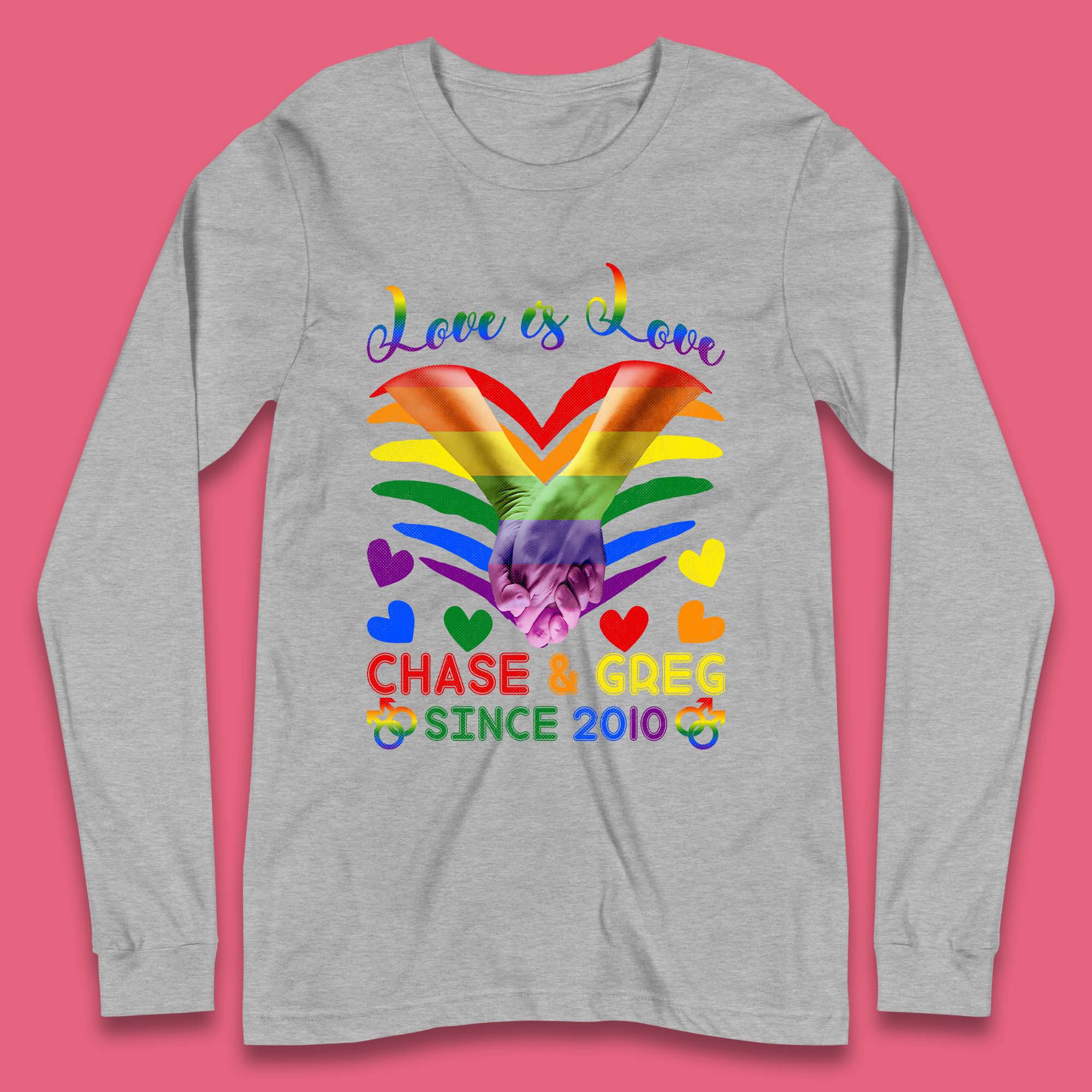 Personalised Lgbt Love Is Love Long Sleeve T-Shirt