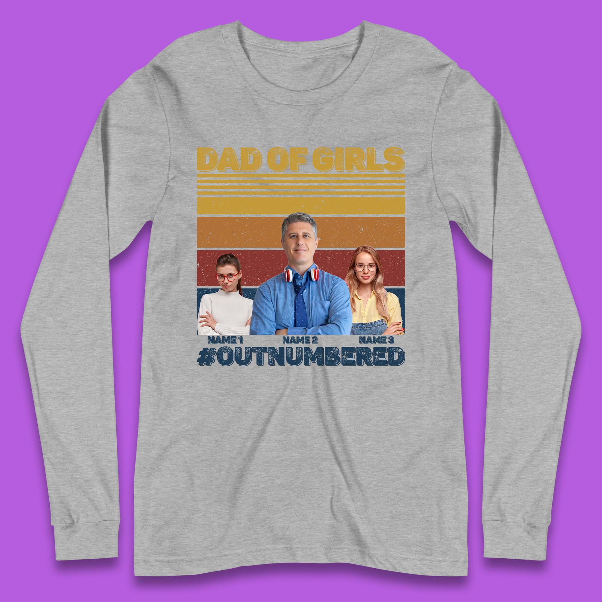 Personalised Dad Of Girls Long Sleeve T-Shirt