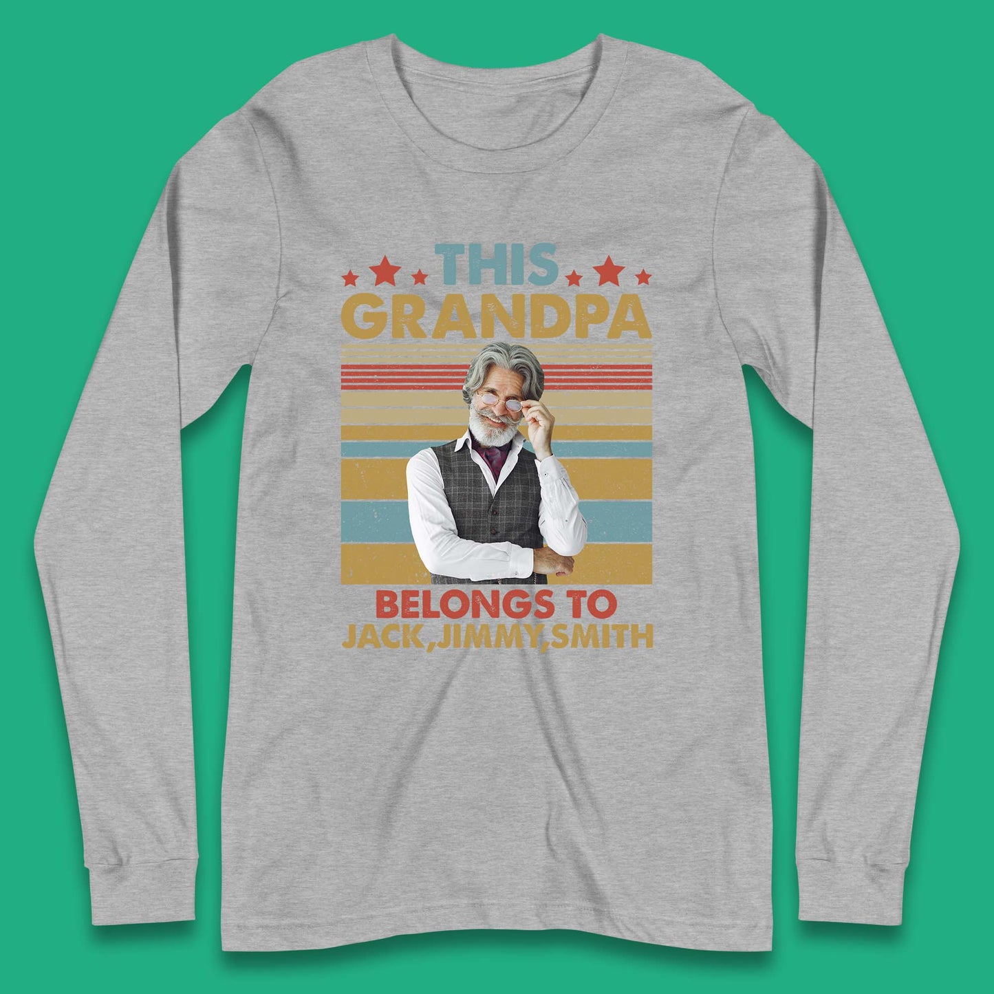 Personalised This Grandpa Belongs To Long Sleeve T-Shirt