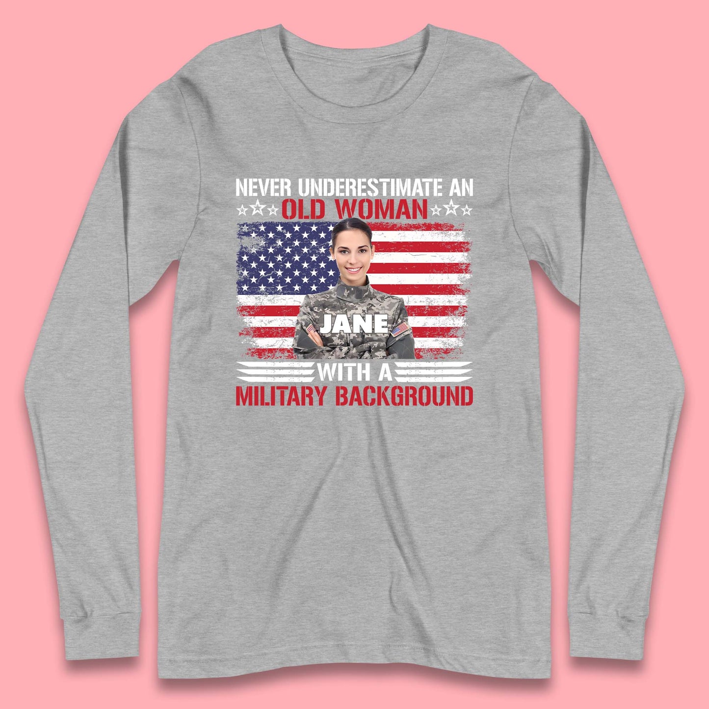 Personalised Never Underestimate An Old Woman Long Sleeve T-Shirt