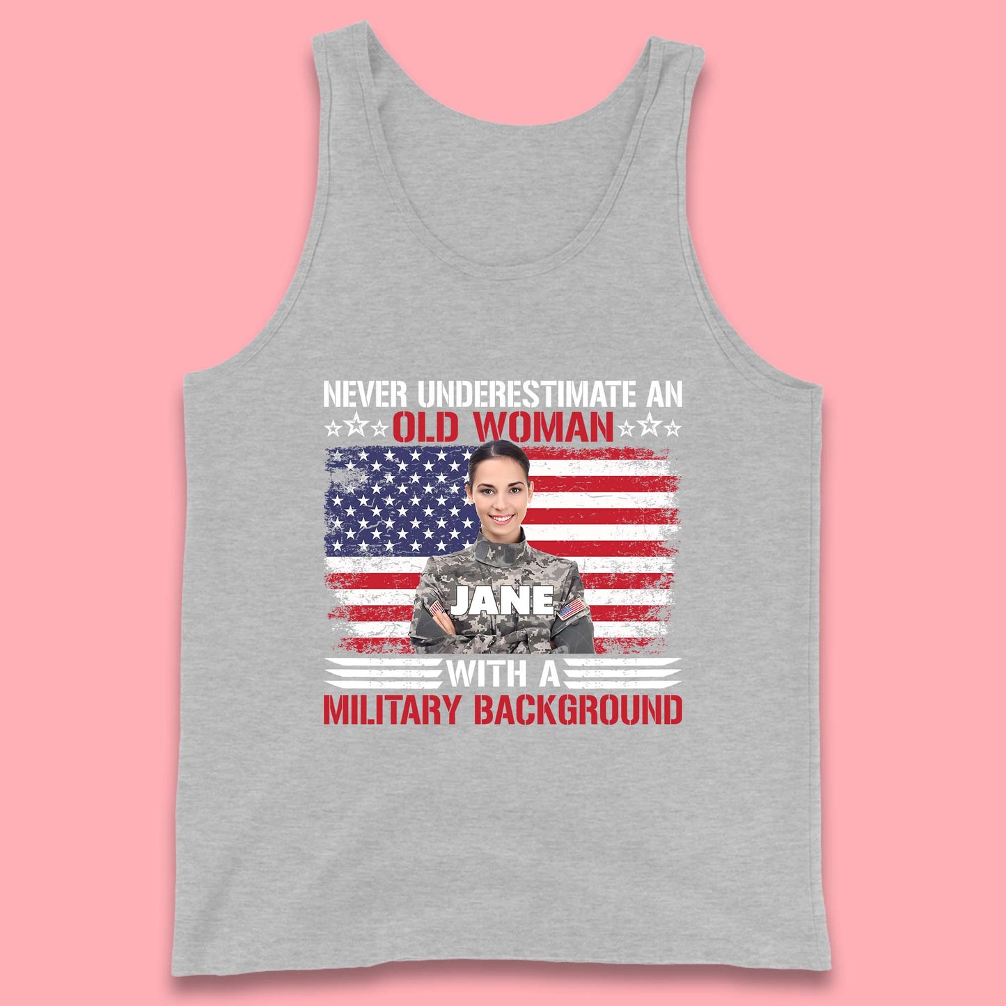 Personalised Never Underestimate An Old Woman Tank Top