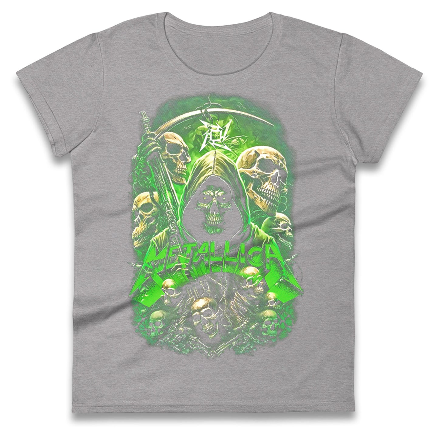 Metallica Green Skulls Ladies T Shirt