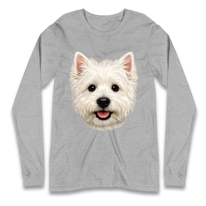 West Highland White Terrier Dog Face Longsleeve T Shirt