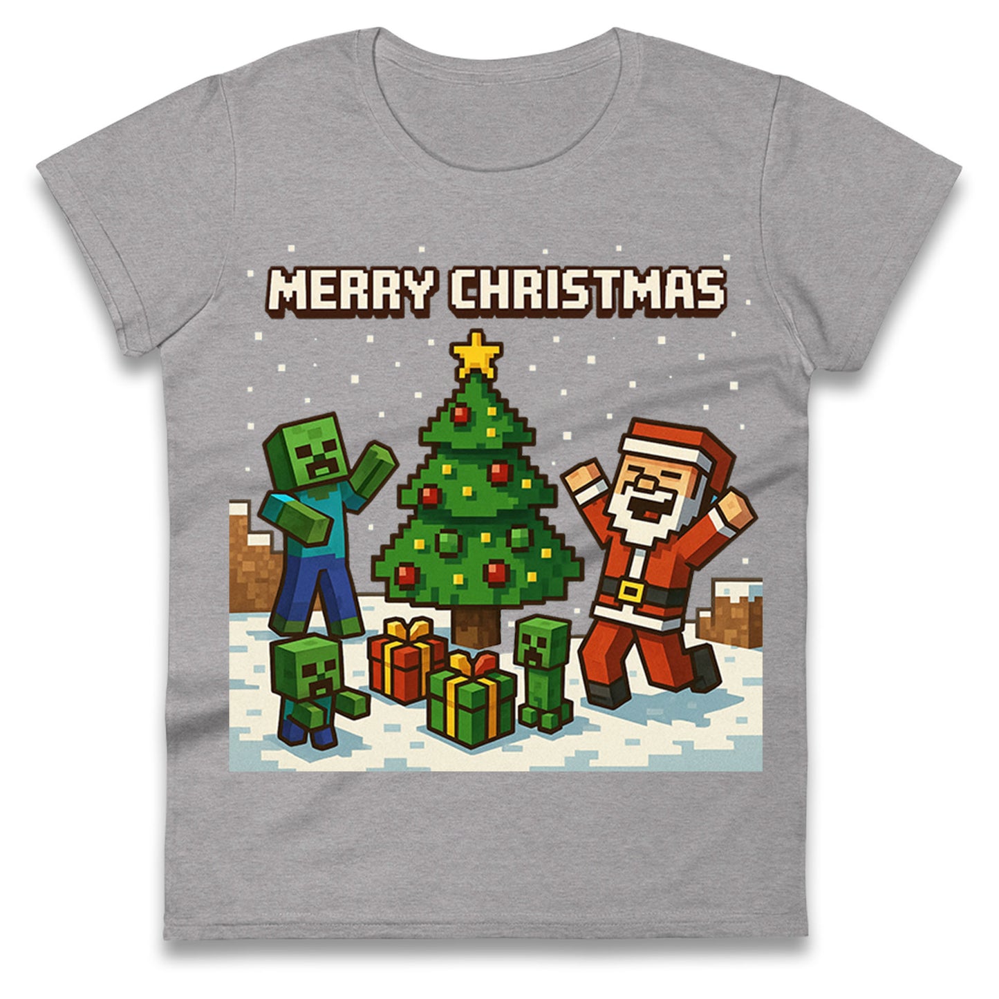 Minecraft Christmas Ladies T Shirt 