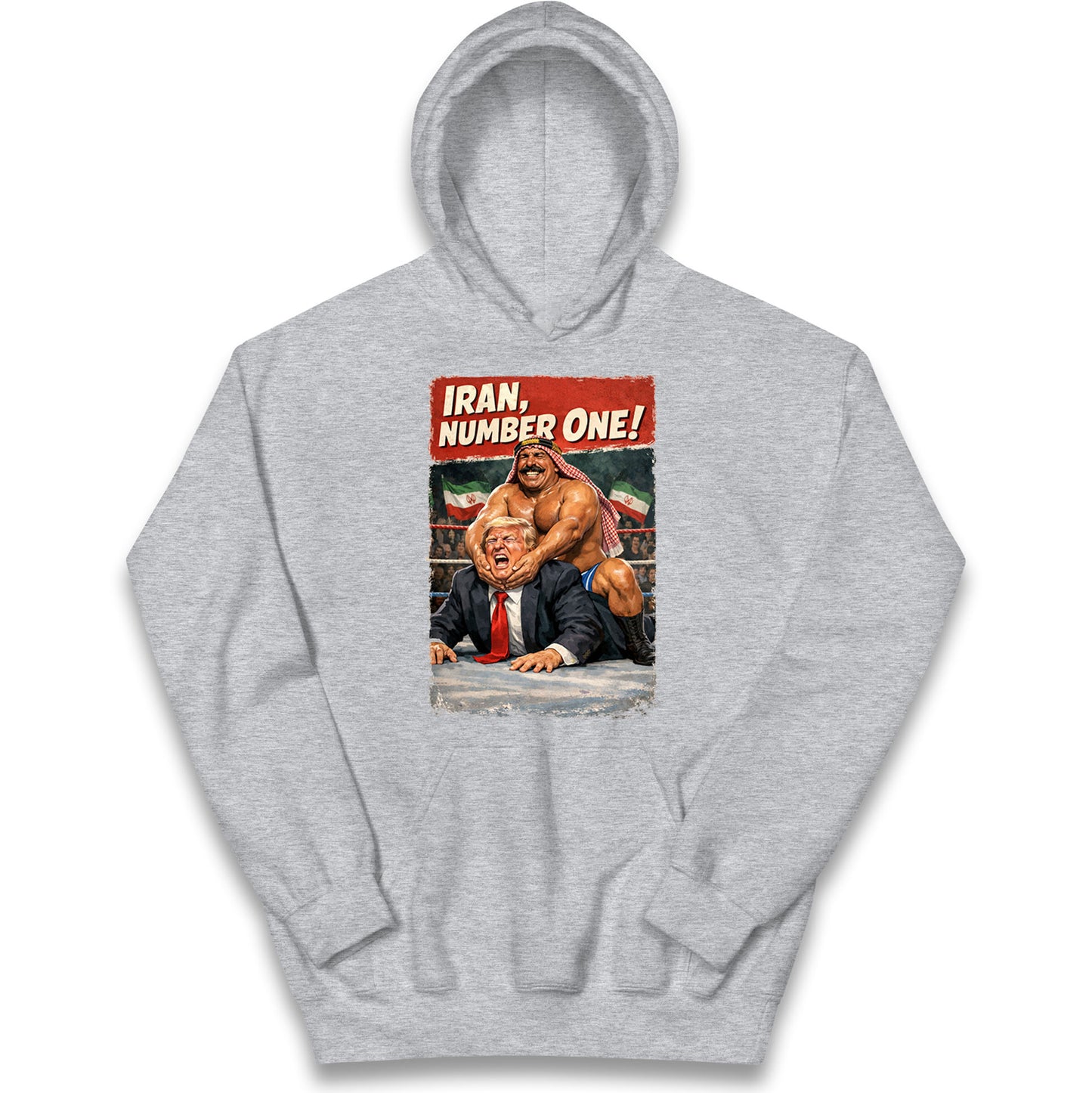 Donald Trump Iron Sheik Iran Wrestling Kids Hoodie