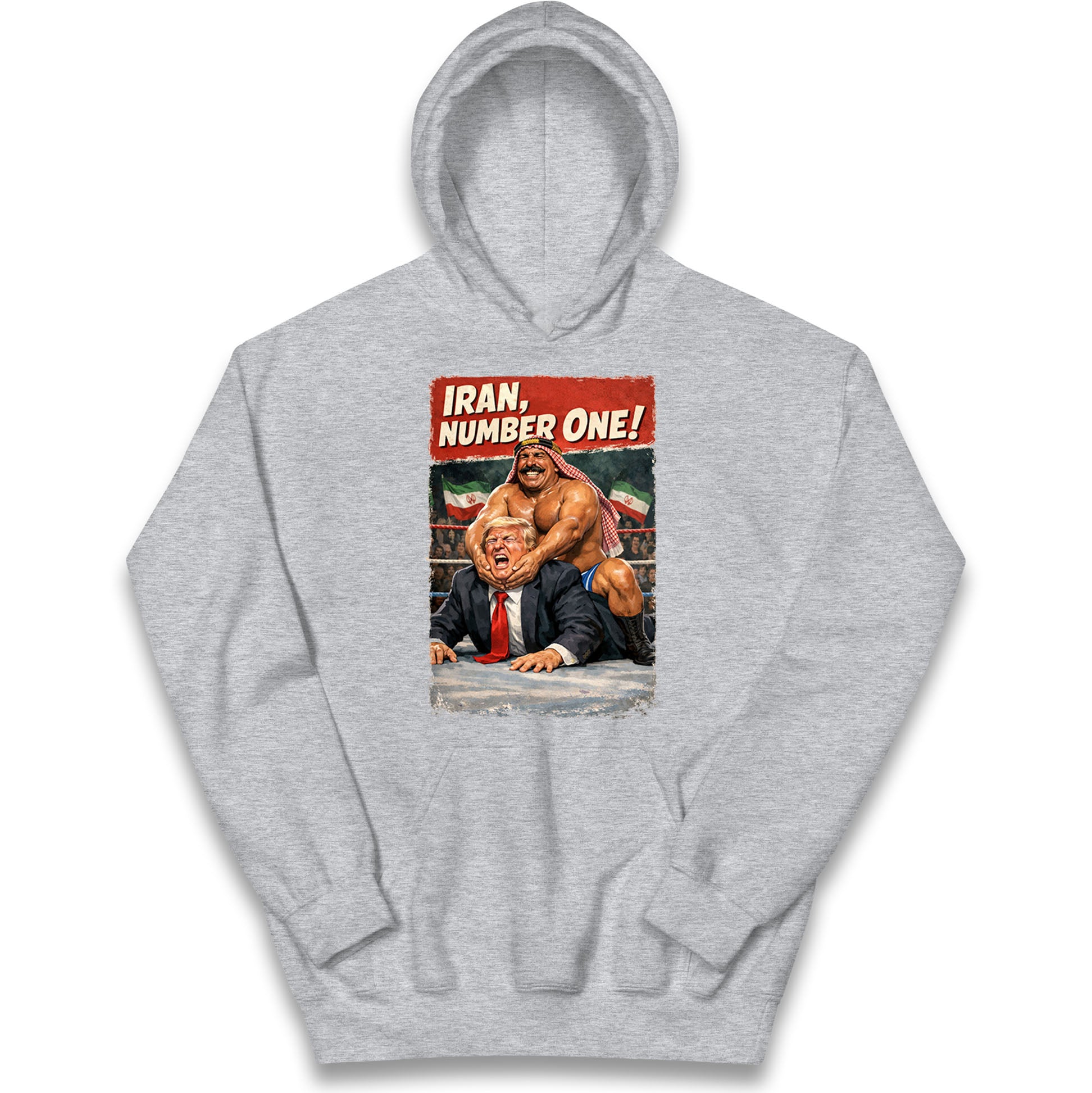 Donald Trump Iron Sheik Iran Wrestling Kids Hoodie