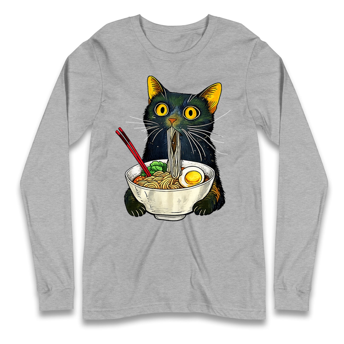 Ramen Noodle Black Cat Foodie  Longsleeve T Shirt 