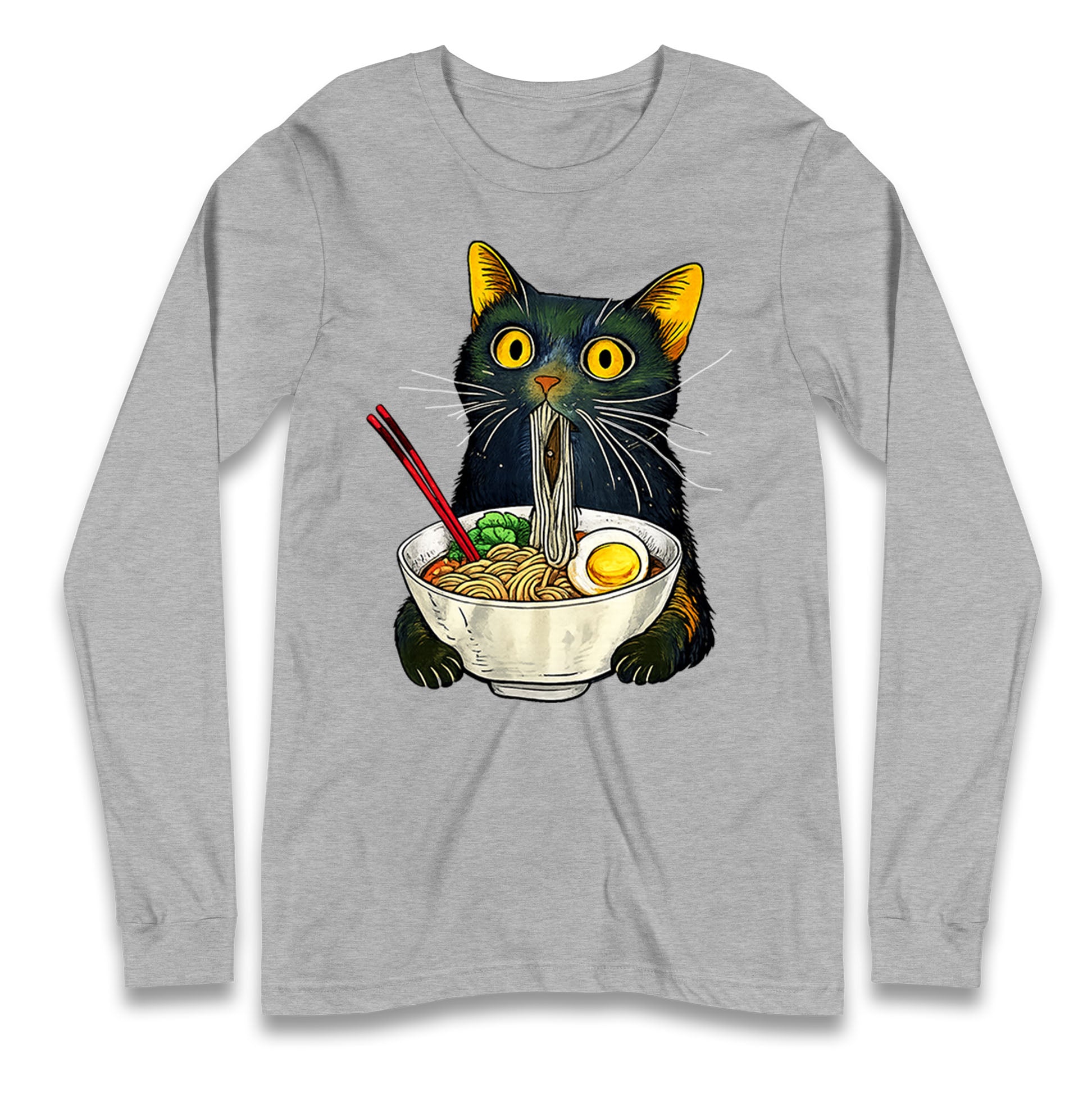 Ramen Noodle Black Cat Foodie  Longsleeve T Shirt 