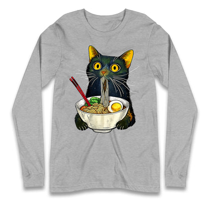 Ramen Noodle Black Cat Foodie  Longsleeve T Shirt 
