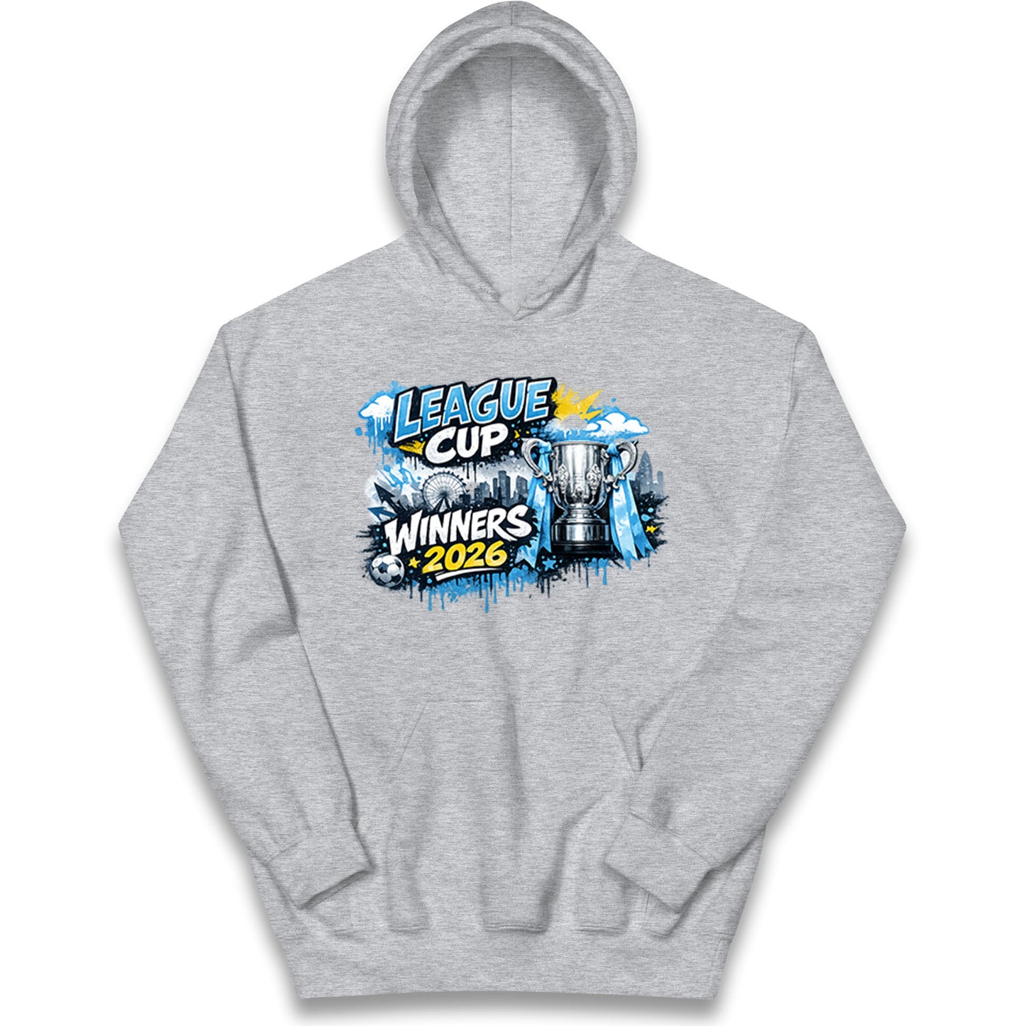 Man City League Cup Winners 2026 Kids Hoodie