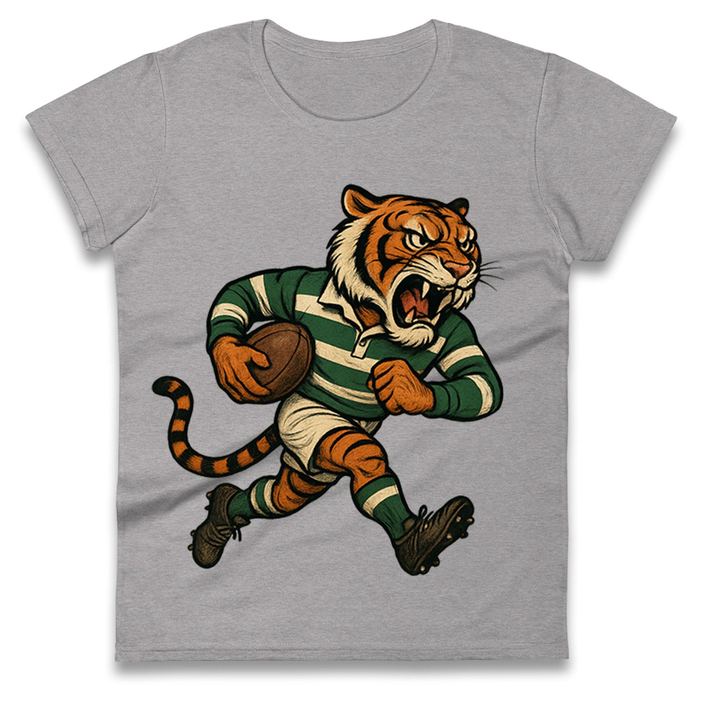 Retro Leicester Tigers Rugby Union Ladies T Shirt