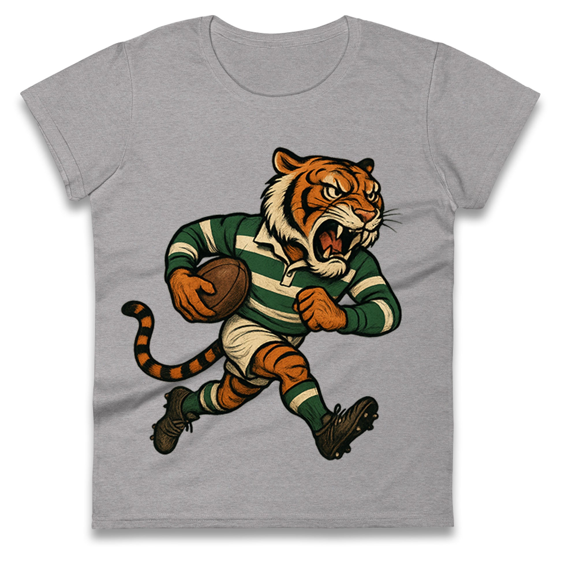 Retro Leicester Tigers Rugby Union Ladies T Shirt