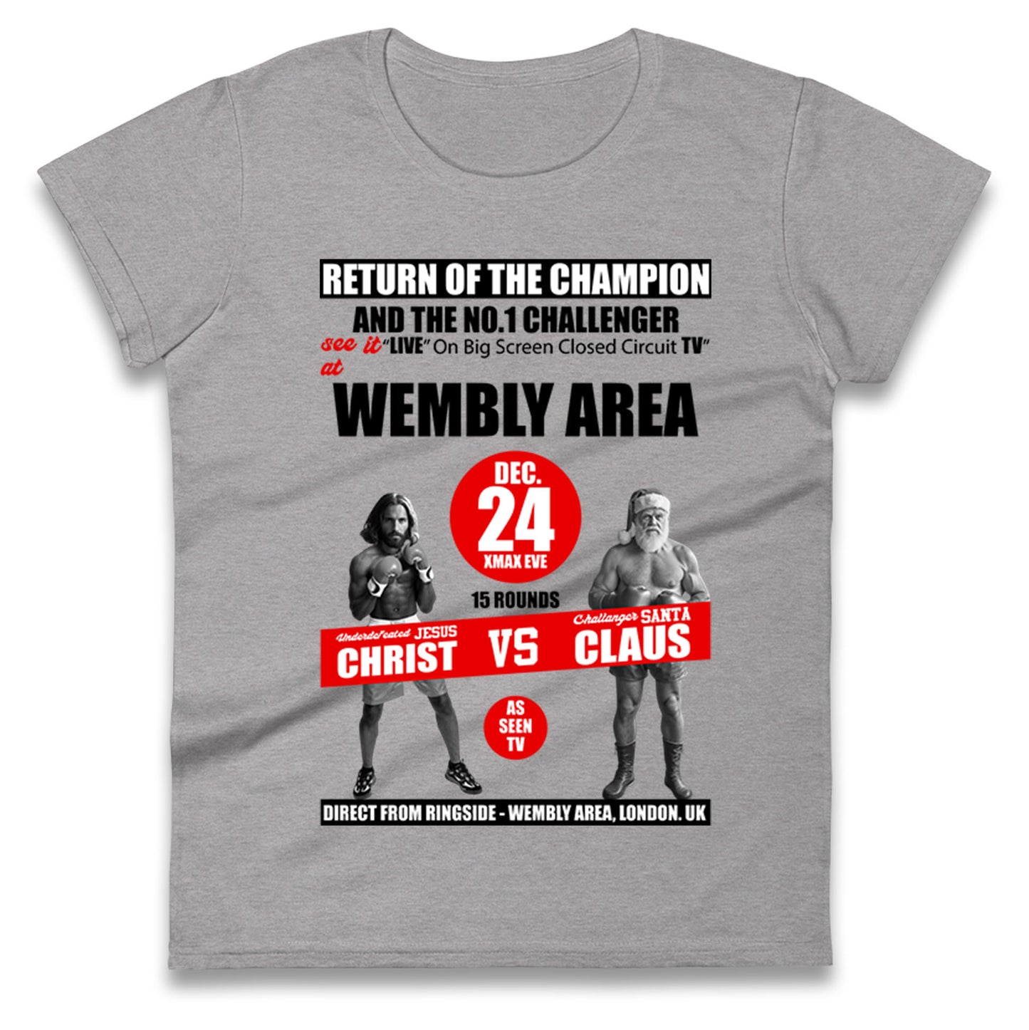 Jesus Christ Vs Santa Claus Ladies T Shirt