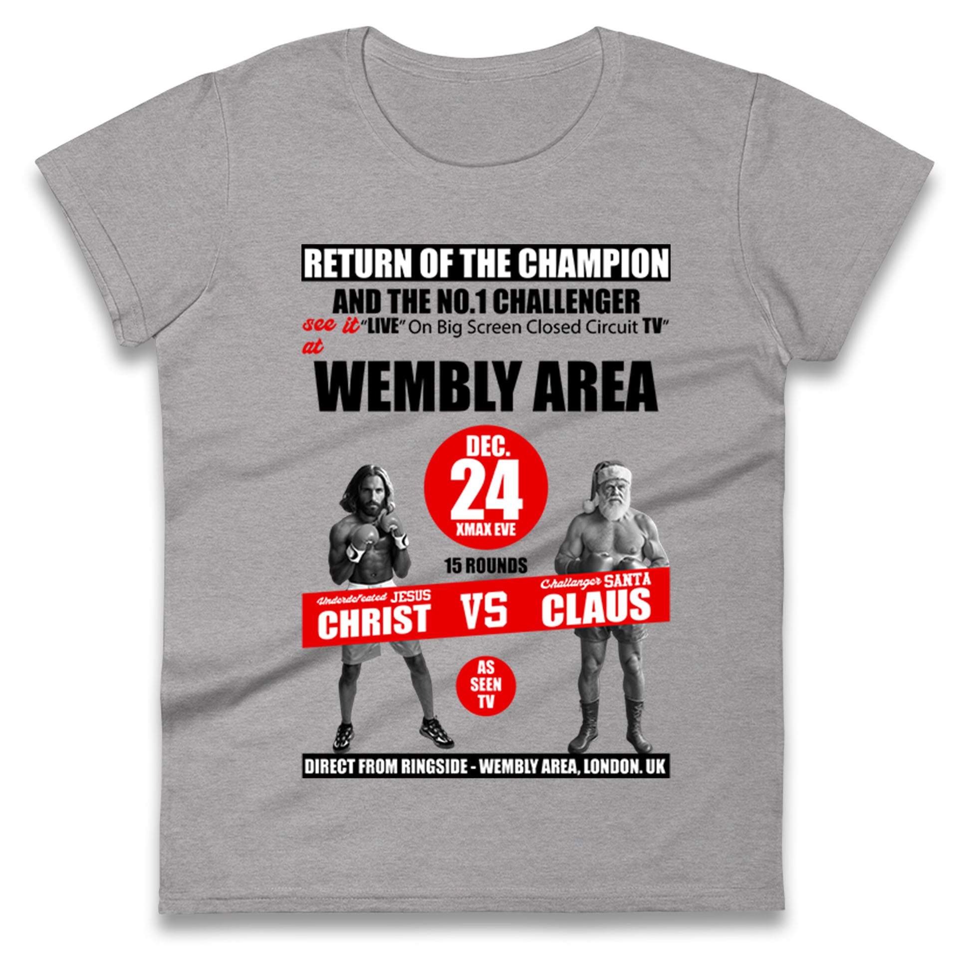 Jesus Christ Vs Santa Claus Ladies T Shirt