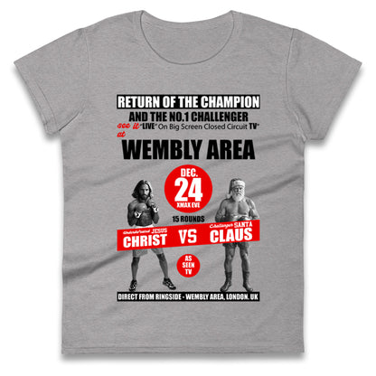 Jesus Christ Vs Santa Claus Ladies T Shirt