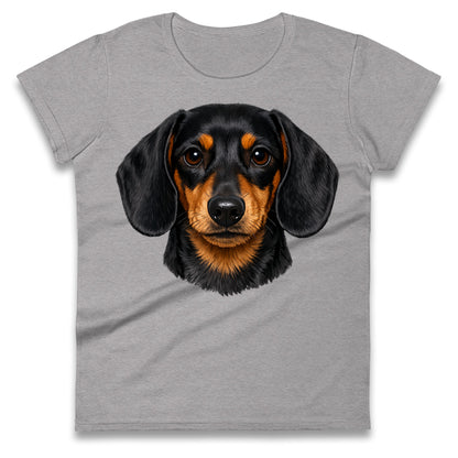 Dachshund Dog Face Ladies T Shirt