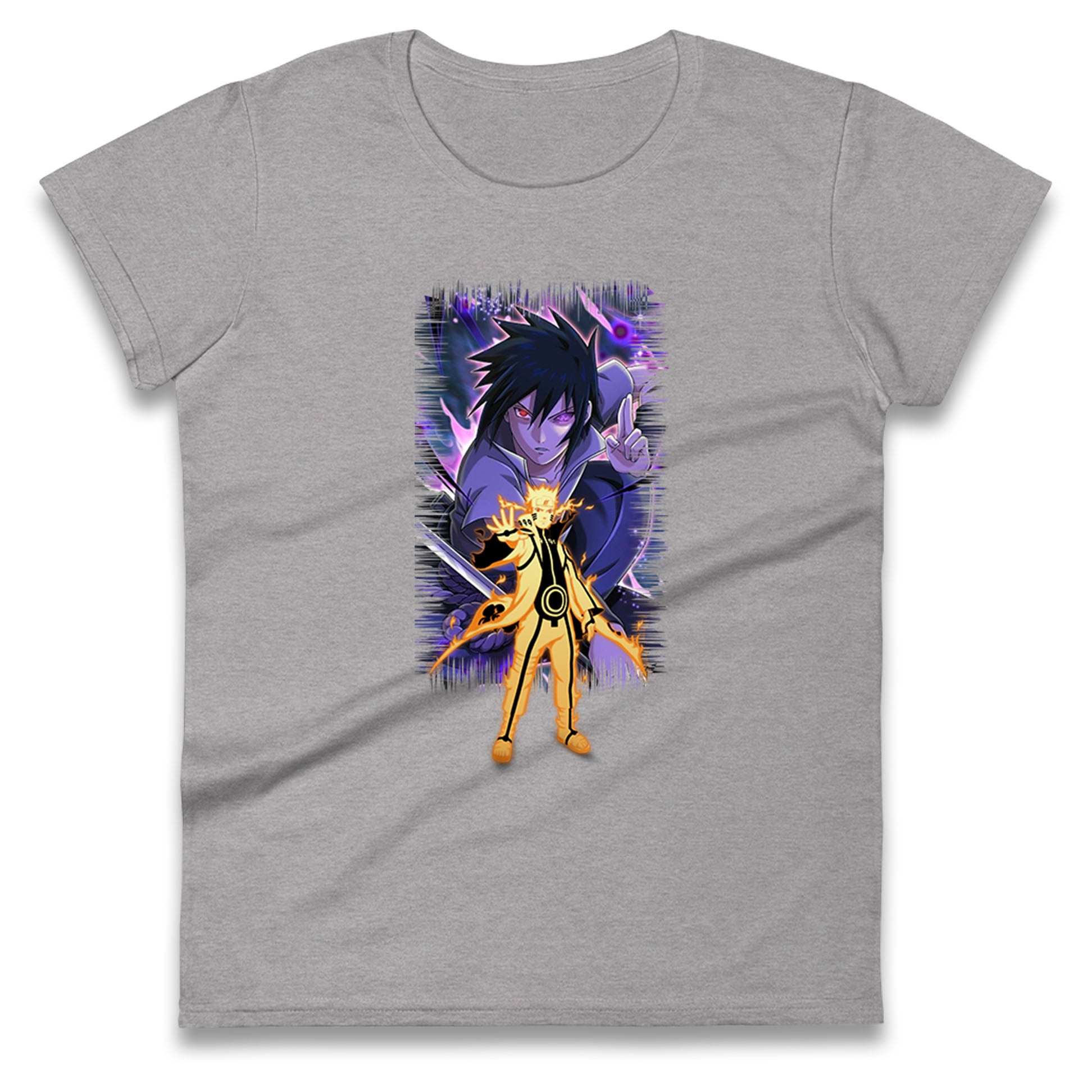 sasuke uchiha and naruto uzumaki womens t shirt