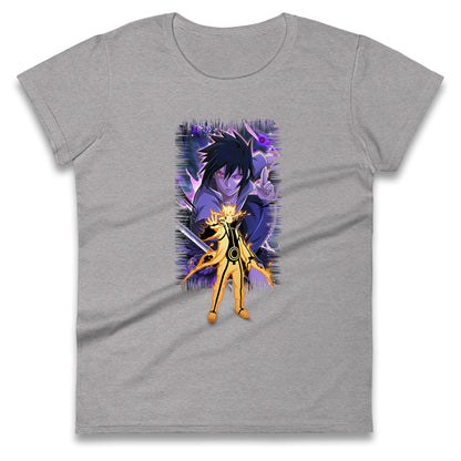 sasuke uchiha and naruto uzumaki womens t shirt