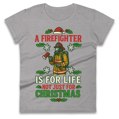 Firefighter Christmas Ladies T Shirt