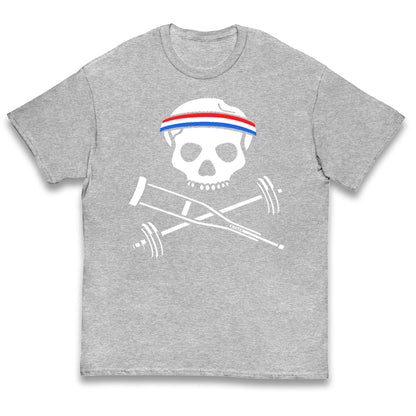 Johnny Knoxville Crutch Barbell and Bones Kids T Shirt 