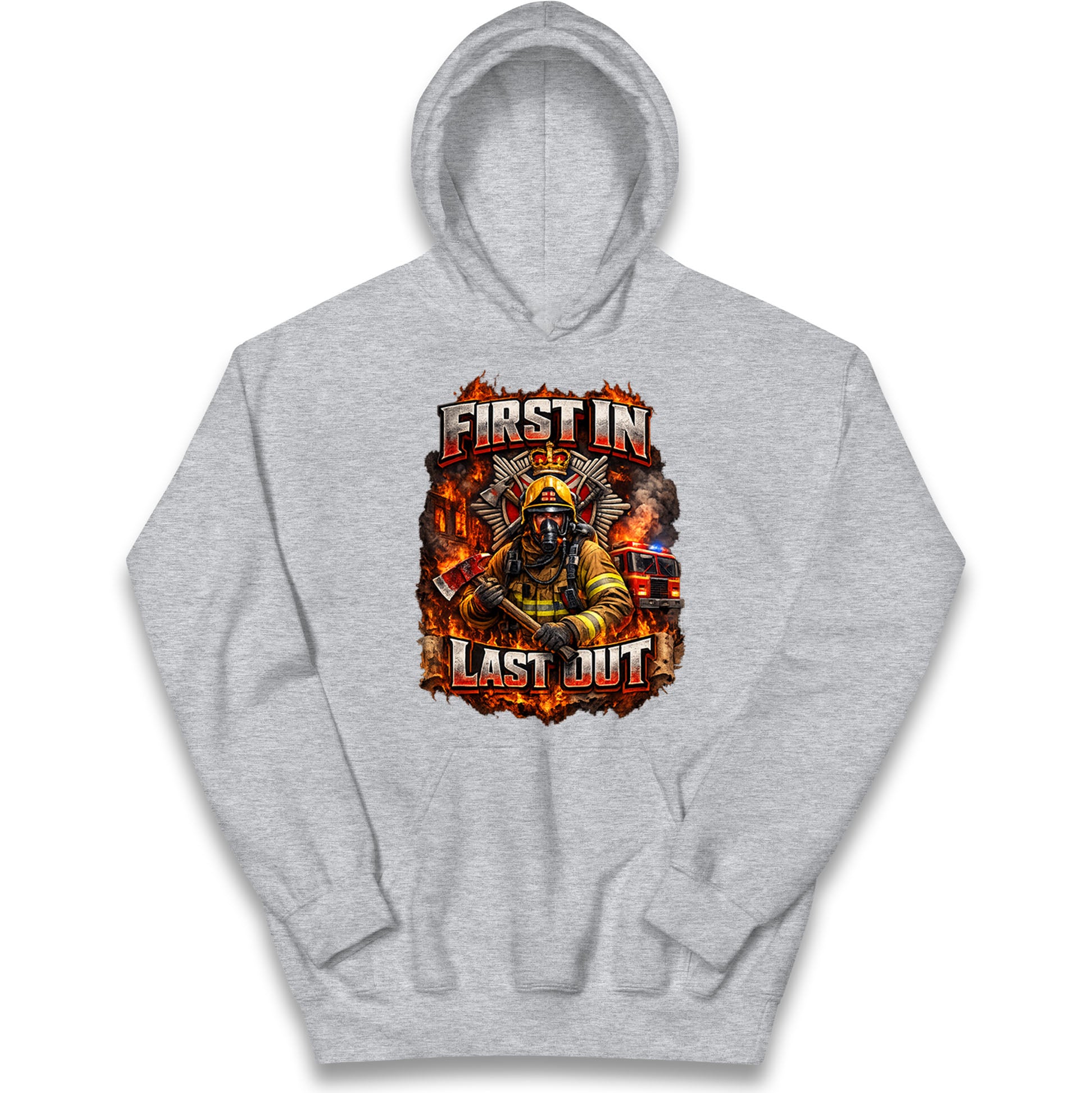 Firefighter First in Last Out Kids Hoodie