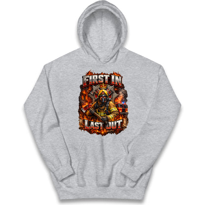 Firefighter First in Last Out Kids Hoodie