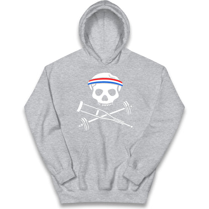 Johnny Knoxville Crutch Barbell and Bones Kids Hoodie
