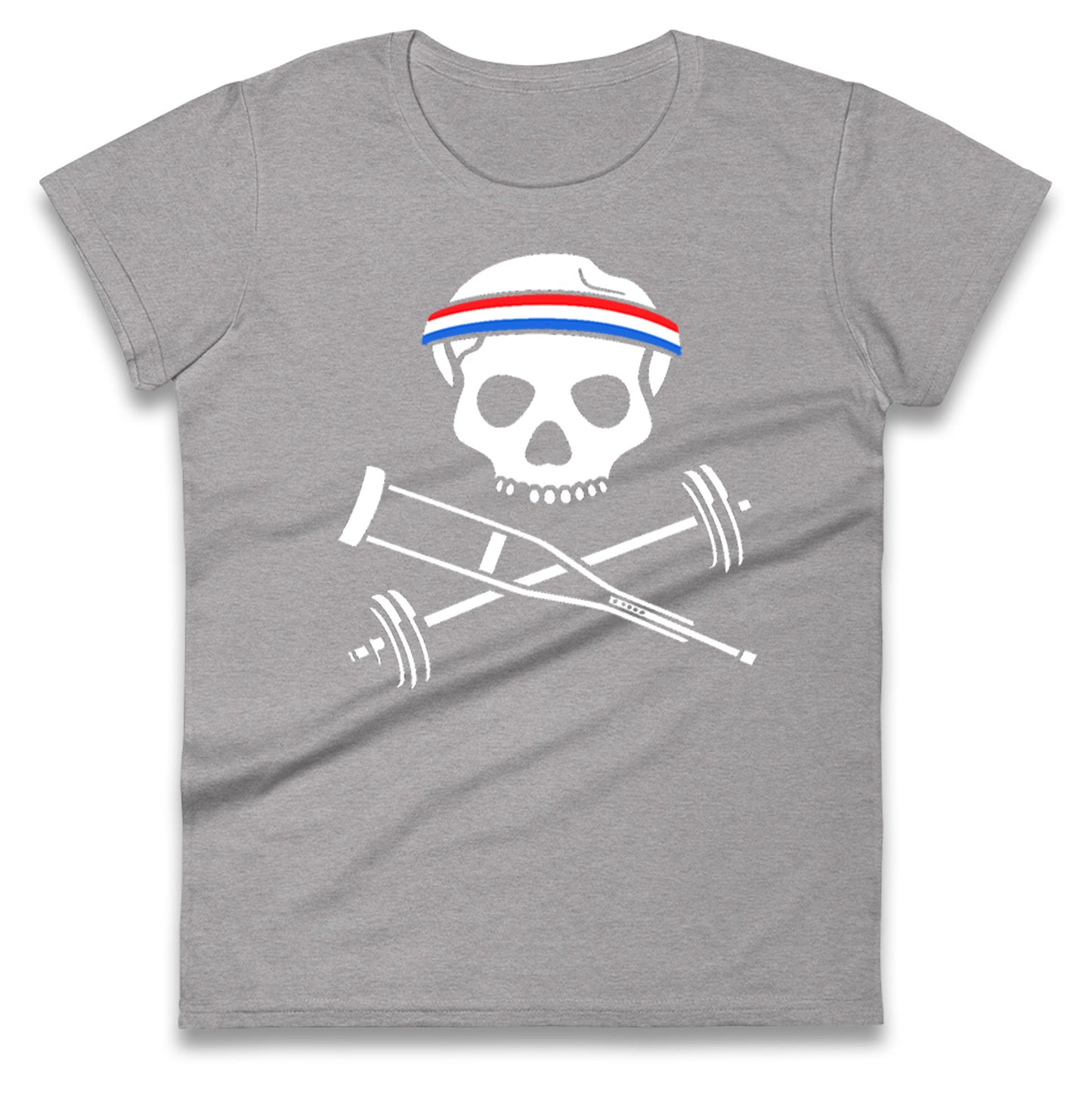 Johnny Knoxville Crutch Barbell & Bones Ladies T Shirt