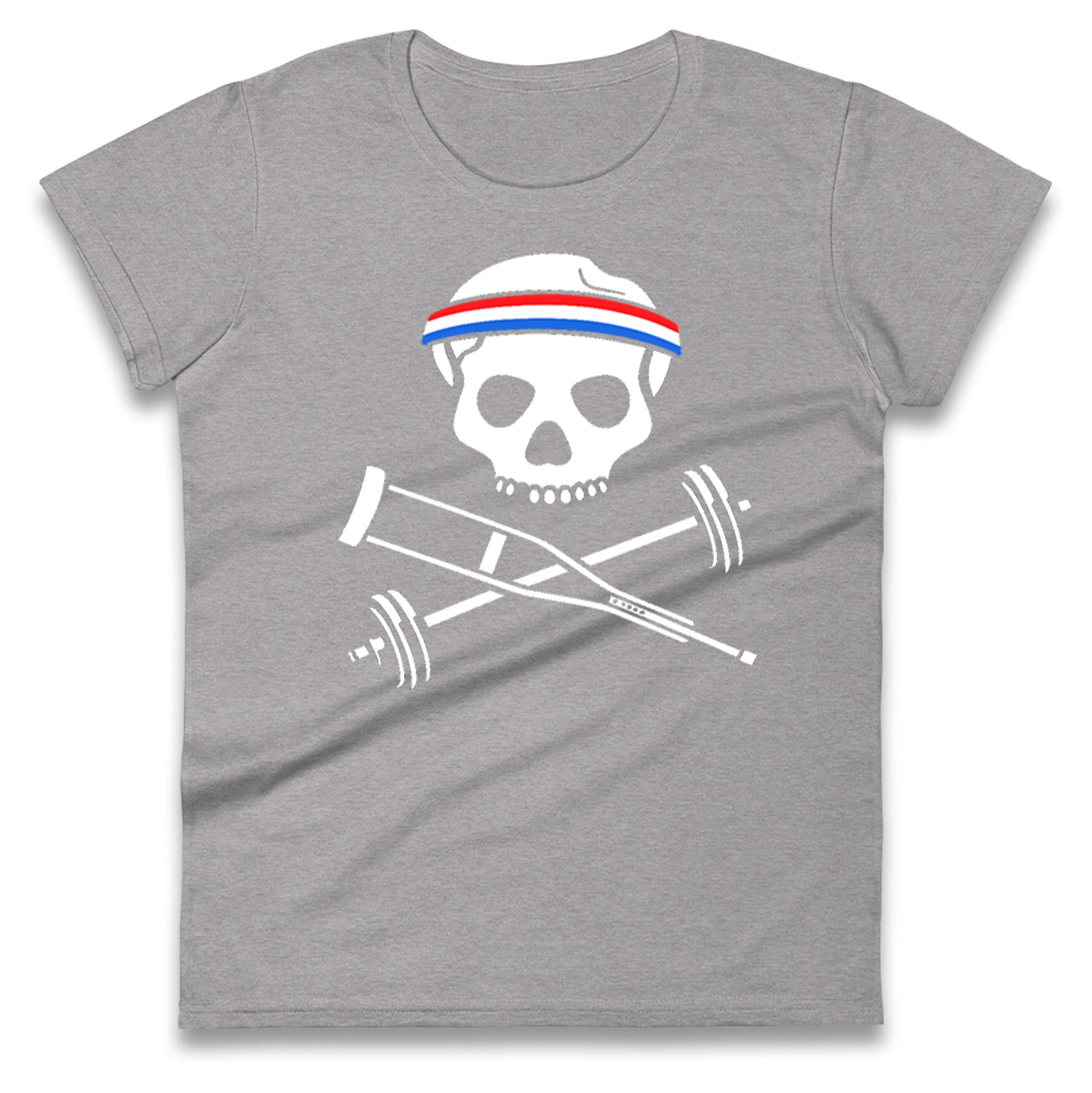 Johnny Knoxville Crutch Barbell & Bones Ladies T Shirt