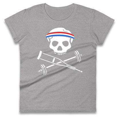 Johnny Knoxville Crutch Barbell & Bones Ladies T Shirt