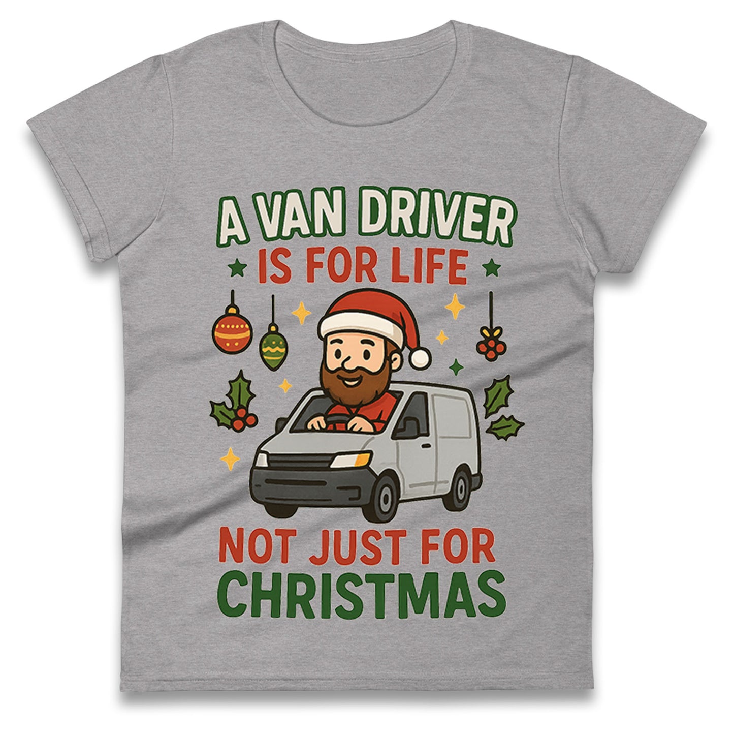 Van Driver Christmas Ladies T Shirt