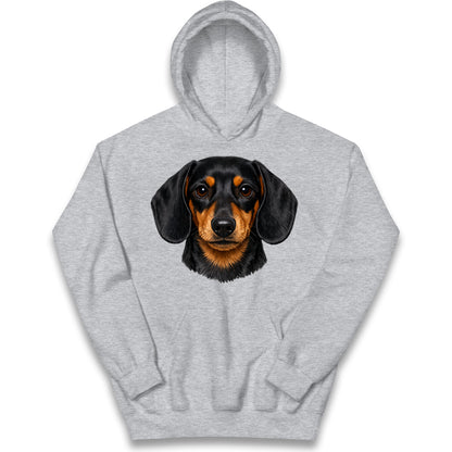Dachshund Dog Face Kids Hoodie
