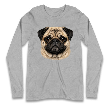 Pug Dog Face Longsleeve T Shirt