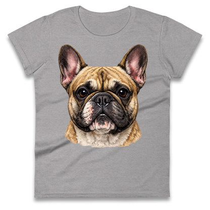 French Bulldog Face Ladies T Shirt