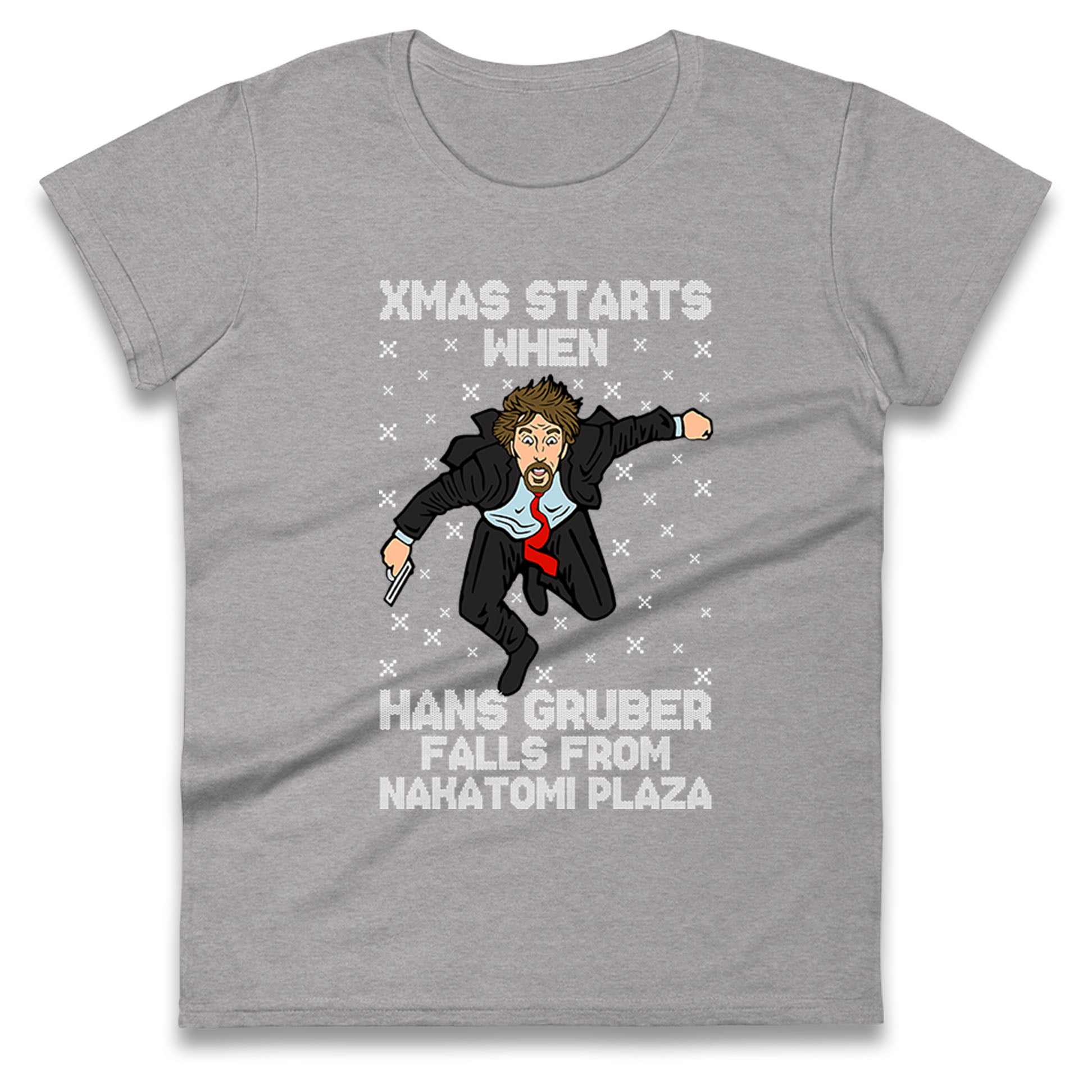 hans gruber falling womens t shirt
