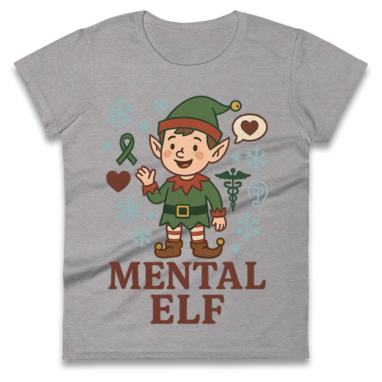 Mental Health Christmas Ladies T Shirt